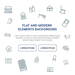 buildings, furniture outline vector icons and elements background concept on white background...Multipurpose use on websites, presentations, brochures and more