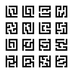 Set or square maze icons isolated on white background