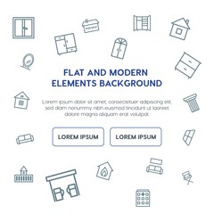 buildings, furniture outline vector icons and elements background concept on white background...Multipurpose use on websites, presentations, brochures and more