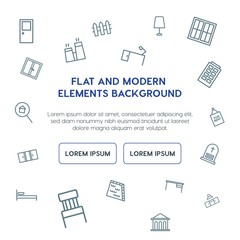 buildings, furniture outline vector icons and elements background concept on white background...Multipurpose use on websites, presentations, brochures and more
