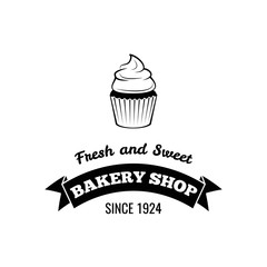 Cream dessert cakes bakery logo or emblem for food, cafe or restaurant menu design