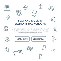 buildings, furniture outline vector icons and elements background concept on white background...Multipurpose use on websites, presentations, brochures and more