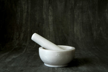 mortar on grey background