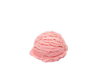 strawberry ice cream scoop refreshment sweet summer clipping path on white background