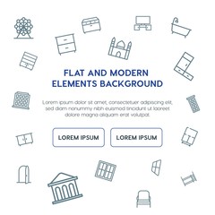 buildings, furniture outline vector icons and elements background concept on white background...Multipurpose use on websites, presentations, brochures and more