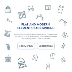 buildings, furniture outline vector icons and elements background concept on white background...Multipurpose use on websites, presentations, brochures and more