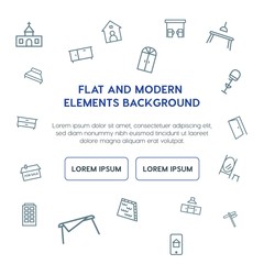 buildings, furniture outline vector icons and elements background concept on white background...Multipurpose use on websites, presentations, brochures and more