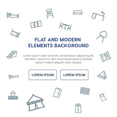 buildings, furniture outline vector icons and elements background concept on white background...Multipurpose use on websites, presentations, brochures and more