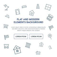 buildings, furniture outline vector icons and elements background concept on white background...Multipurpose use on websites, presentations, brochures and more