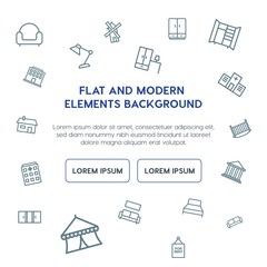 buildings, furniture outline vector icons and elements background concept on white background...Multipurpose use on websites, presentations, brochures and more