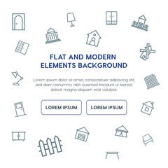buildings, furniture outline vector icons and elements background concept on white background...Multipurpose use on websites, presentations, brochures and more