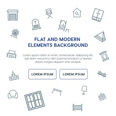 buildings, furniture outline vector icons and elements background concept on white background...Multipurpose use on websites, presentations, brochures and more
