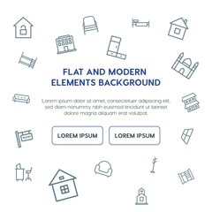 buildings, furniture outline vector icons and elements background concept on white background...Multipurpose use on websites, presentations, brochures and more