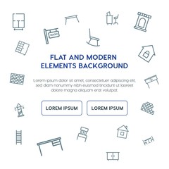 buildings, furniture outline vector icons and elements background concept on white background...Multipurpose use on websites, presentations, brochures and more