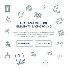 buildings, furniture outline vector icons and elements background concept on white background...Multipurpose use on websites, presentations, brochures and more