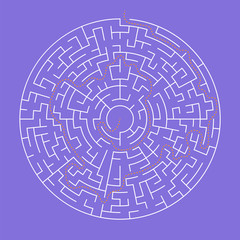 Round big labyrinth game with solution path