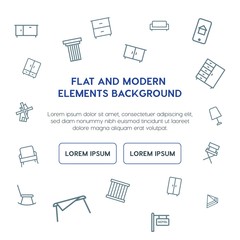 buildings, furniture outline vector icons and elements background concept on white background...Multipurpose use on websites, presentations, brochures and more