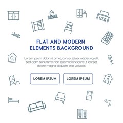 buildings, furniture outline vector icons and elements background concept on white background...Multipurpose use on websites, presentations, brochures and more
