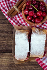 Strudel with a cherry. Cherry pie.