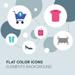 clothes, shopping flat vector icons and elements background with circle bubbles networks...Multipurpose use on websites, presentations, brochures and more..