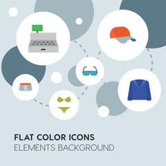 clothes, shopping flat vector icons and elements background with circle bubbles networks...Multipurpose use on websites, presentations, brochures and more..