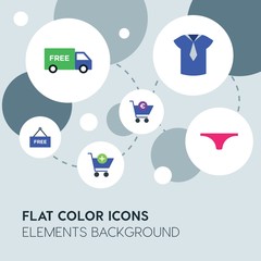 clothes, shopping flat vector icons and elements background with circle bubbles networks...Multipurpose use on websites, presentations, brochures and more..