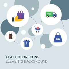 clothes, shopping flat vector icons and elements background with circle bubbles networks...Multipurpose use on websites, presentations, brochures and more..
