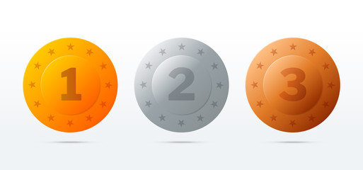 Fototapeta premium Gold, silver, bronze medals. round award stamps vector illustration