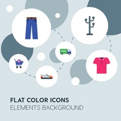 clothes, shopping flat vector icons and elements background with circle bubbles networks...Multipurpose use on websites, presentations, brochures and more..