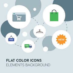clothes, shopping flat vector icons and elements background with circle bubbles networks...Multipurpose use on websites, presentations, brochures and more..