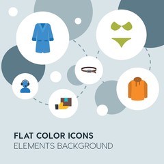 clothes, shopping flat vector icons and elements background with circle bubbles networks...Multipurpose use on websites, presentations, brochures and more..