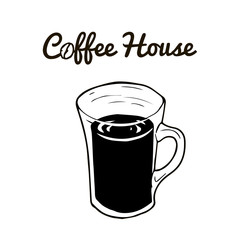Coffee House Badge. Glass Doodle  Illustration