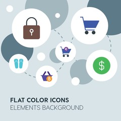 clothes, shopping flat vector icons and elements background with circle bubbles networks...Multipurpose use on websites, presentations, brochures and more..