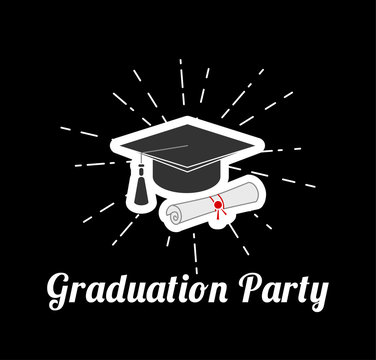 Graduate cap, hat. University and Graduation design,  illustration