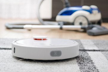 Robotic vacuum cleaner cleaning the room