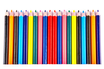 Colorful office supplies in white background