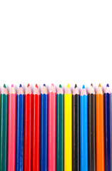 Colorful office supplies in white background