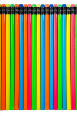 Colorful office supplies in white background