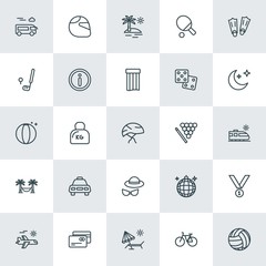 Modern Simple Set of sports, travel Vector outline Icons. ..Contains such Icons as  plane,  debit,  airplane,  steel,  victory,  background and more on white background. Fully Editable. Pixel Perfect.