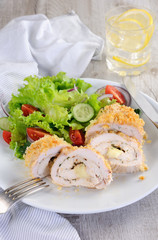 Chicken roll in breadcrumbs