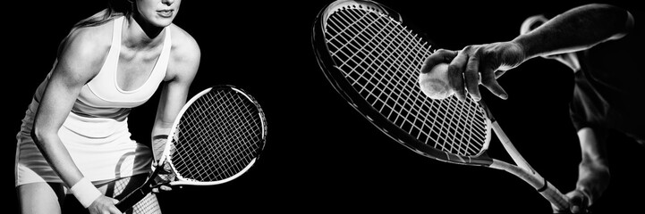 Composite image of tennis woman