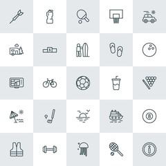 Modern Simple Set of sports, travel Vector outline Icons. ..Contains such Icons as  dart,  internet,  cruise,  ocean,  vector,  travel, sea and more on white background. Fully Editable. Pixel Perfect.
