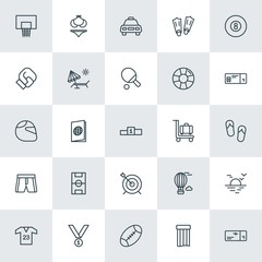 Modern Simple Set of sports, travel Vector outline Icons. ..Contains such Icons as  towel,  fly, balloon,  winner,  pass,  sky,  air,  wear and more on white background. Fully Editable. Pixel Perfect.