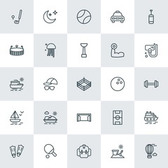 Modern Simple Set of sports, travel Vector outline Icons. ..Contains such Icons as balloon, soccer,  trip,  sport,  cab, taxi,  ball,  golf and more on white background. Fully Editable. Pixel Perfect.