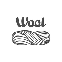 Wool emblem with with skein of yarn. Label for hand made, knitting or tailor shop