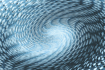 Blue wormhole in form of spiral absorbs space. Fantastic background image of asymmetric vortex...