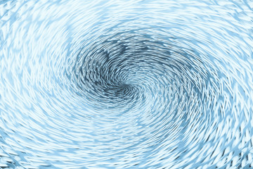 Blue wormhole in form of spiral absorbs space. Background image of asymmetric vortex tunnel in...