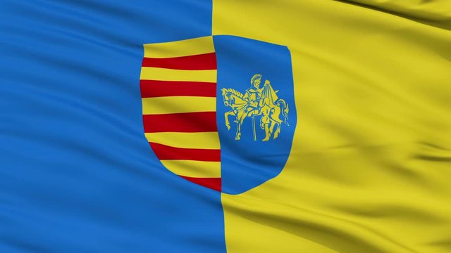 Genk closeup flag, city of Belgium, realistic animation seamless loop - 10 seconds long