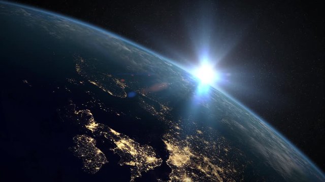 Earth Sunrise over the UK and Northern Europe