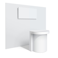 White reception or information desk.